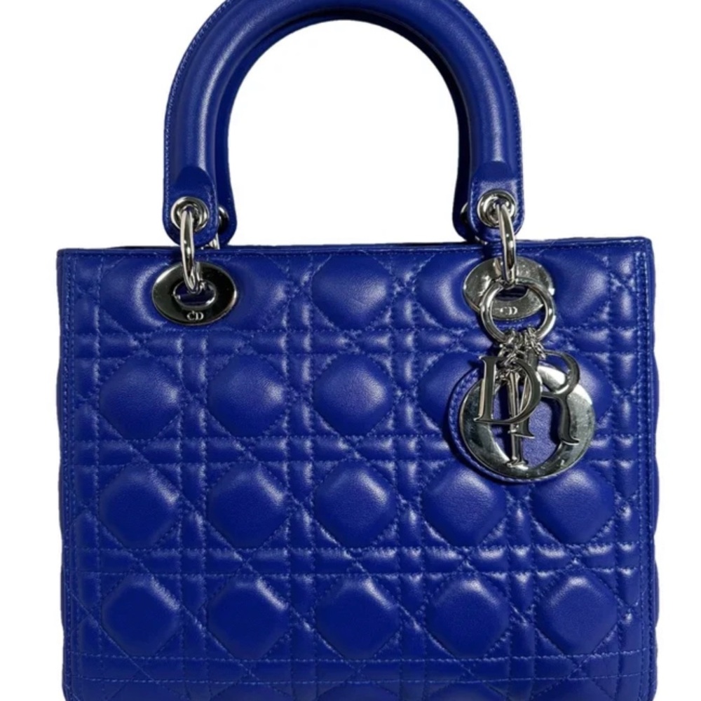 Ladydior blue medium used 2015 card dustbag no box